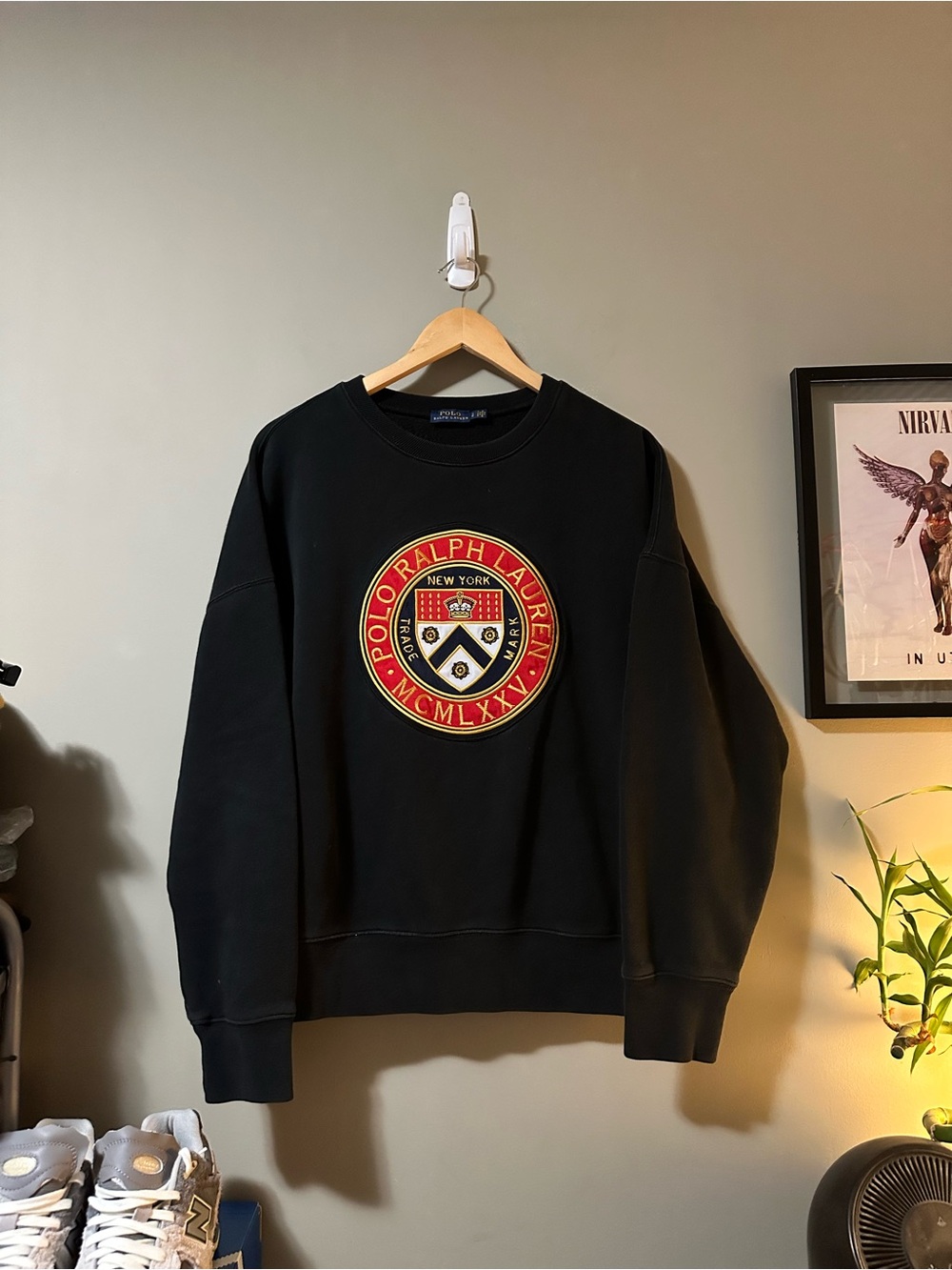 Polo by Ralph Lauren Black Crewneck with Red & Gold Crest